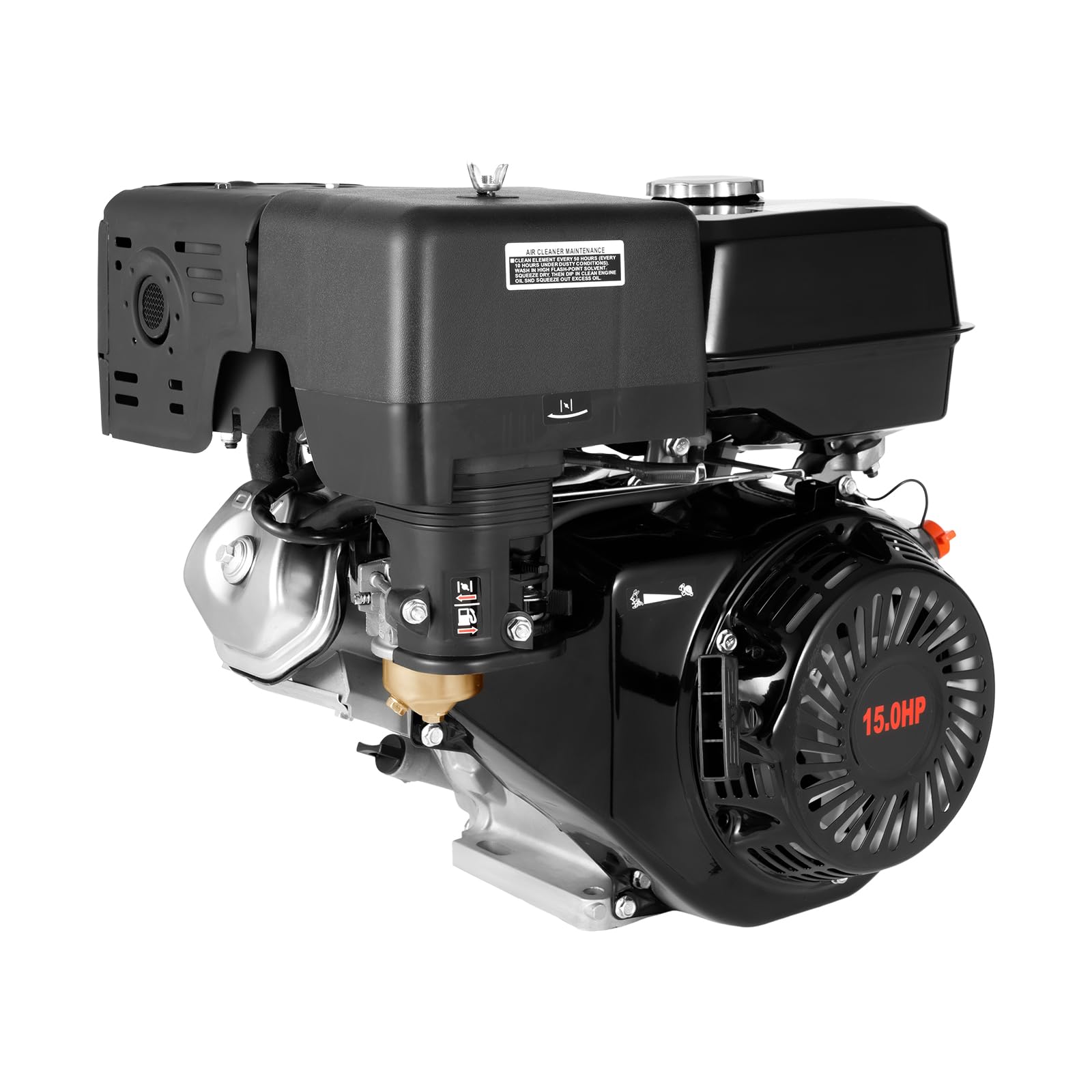 CLEADONG 4 Takt Benzin Motor, 15 PS 420cc 9.7kw 3600rpm Luftgekühlter Einzylinder Benzinmotor, Manuelles Motor für Go-Karts Kompressoren Grabenfräsen Generatoren, Schwarz von CLEADONG