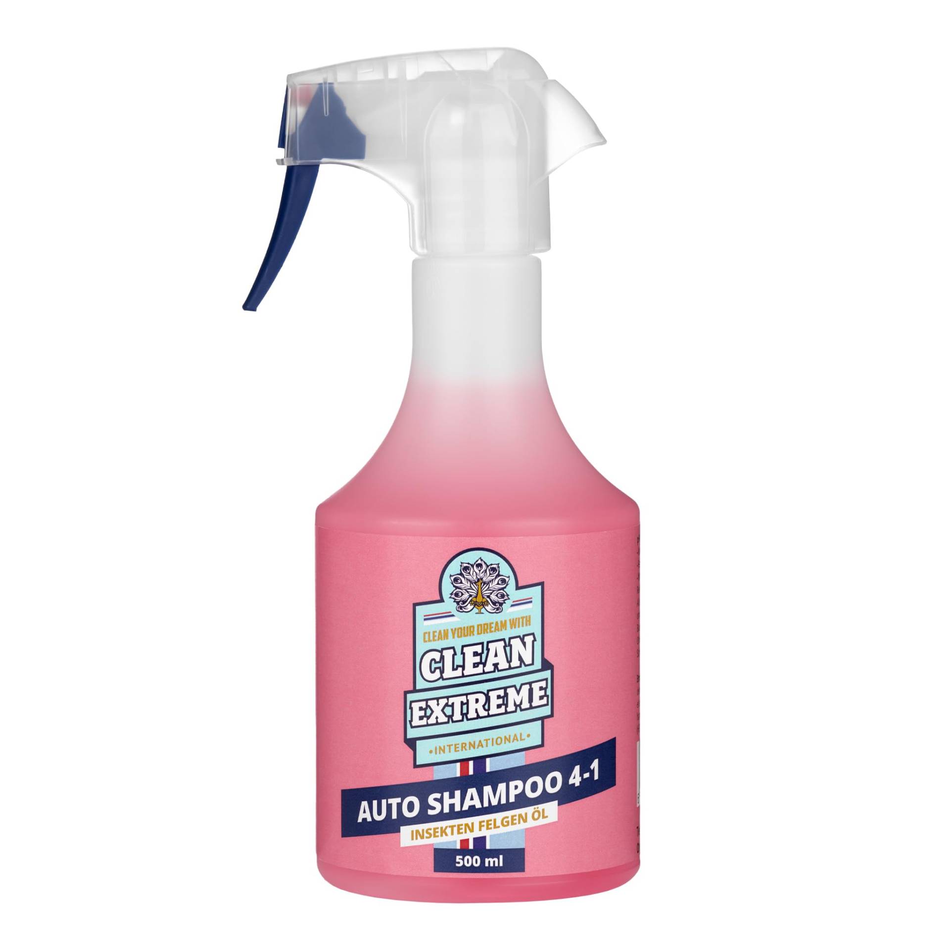 CLEANEXTREME Auto Shampoo 4-in-1 500 ml - Autoshampoo, Insektenentferner, Felgenreiniger, Motorraumreiniger in einem Autoreiniger von CLEANEXTREME