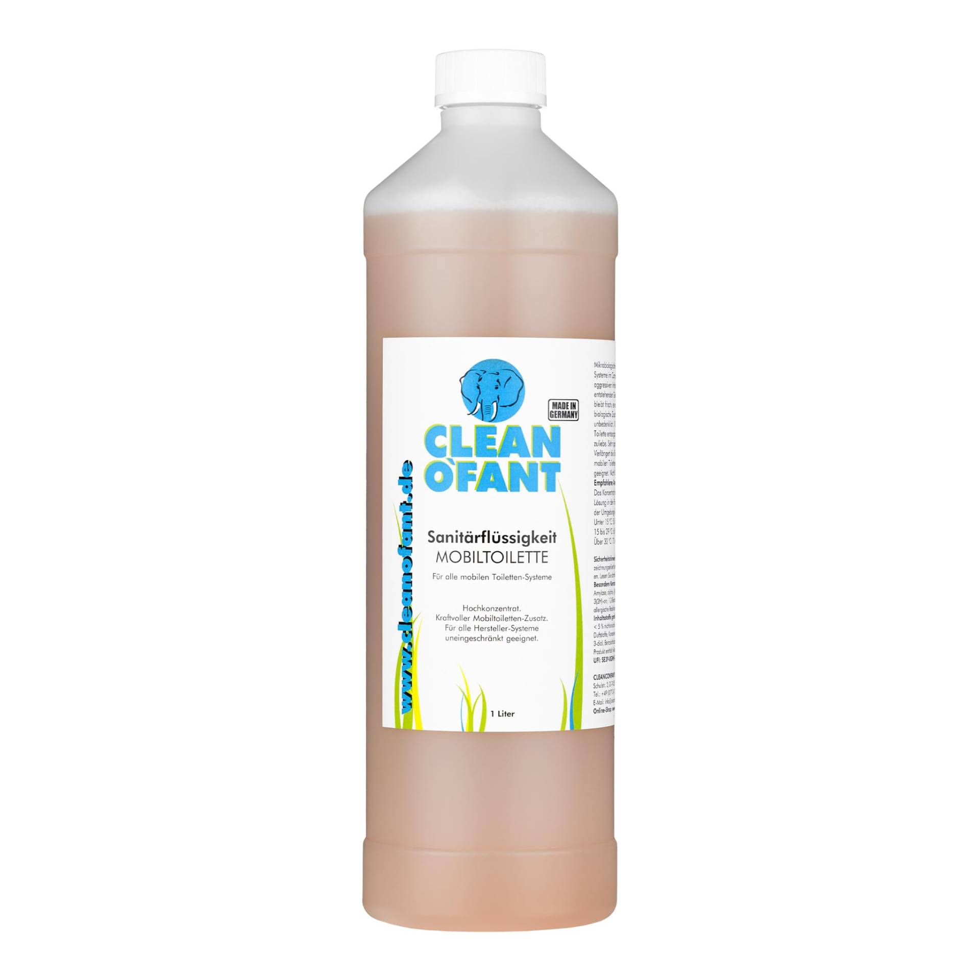 CLEANOFANT Sanitärflüssigkeit für Campingtoilette | 1 Liter Hochkonzentrat | für alle Chemietoiletten von CLEANOFANT