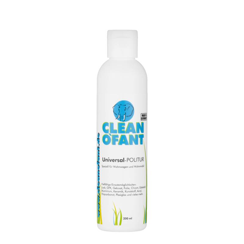 CLEANOFANT Universal-POLITUR | 200 ml | für Lack GFK Gelcoat Folie Edelstahl Chrom - für Wohnwagen Wohnmobil Caravan Boot von CLEANOFANT