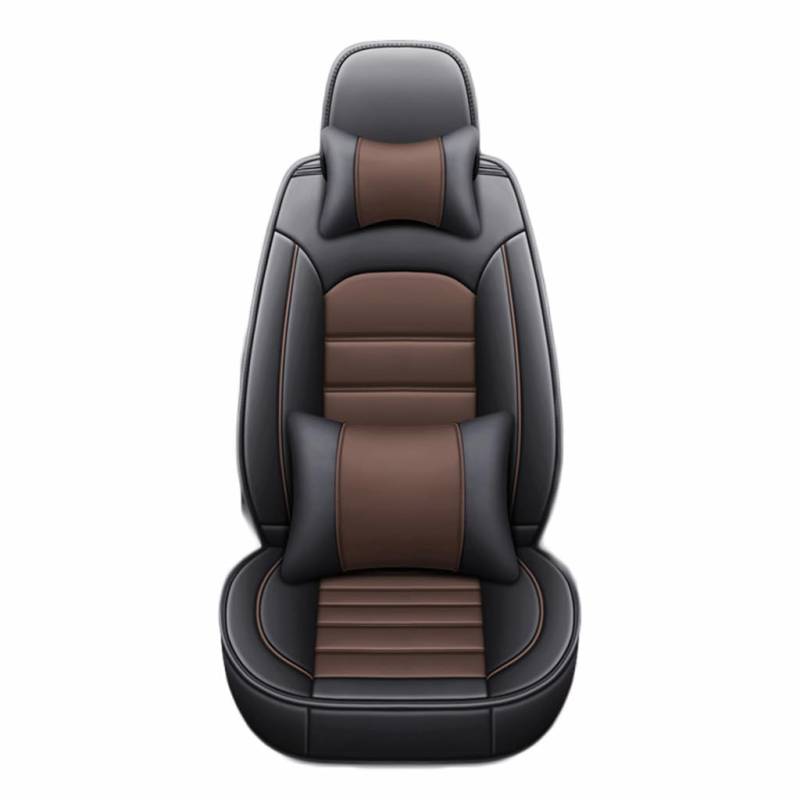 CLEVEQ Auto Sitzbezüge für Hyundai Tucson Hybird 2020-2023,Leder Sitzschoner wasserdichte Autositzbezüge Set Auto Sitzzubehör,Black-Brown von CLEVEQ