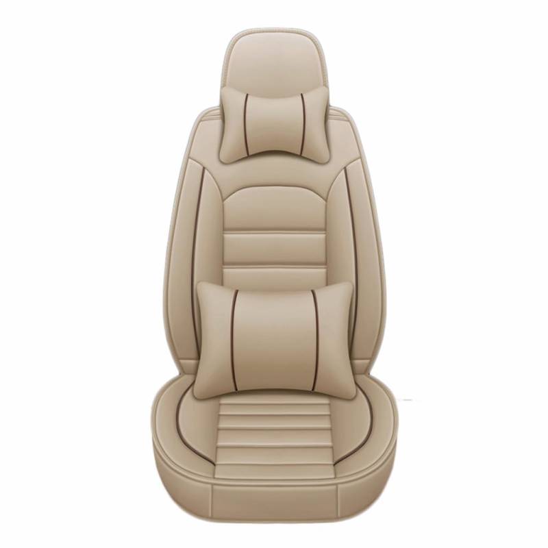 CLEVEQ Auto Sitzbezüge für Jaguar E-PACE 2017-2023,Leder Sitzschoner wasserdichte Autositzbezüge Set Auto Sitzzubehör,Beige von CLEVEQ