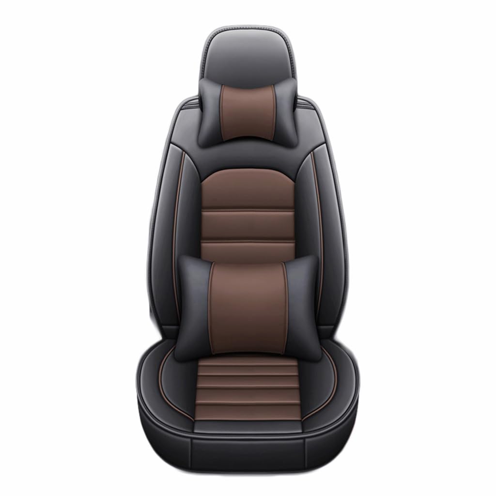 CLEVEQ Auto Sitzbezüge für Jaguar F-PACE（X761 2016-2020,Leder Sitzschoner wasserdichte Autositzbezüge Set Auto Sitzzubehör,Black-Brown von CLEVEQ