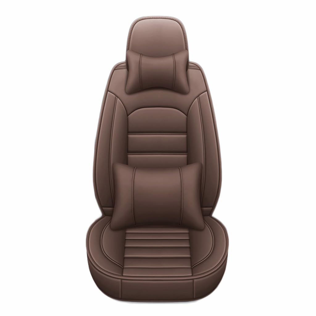 CLEVEQ Auto Sitzbezüge für Jaguar XFL 2017-2020,Leder Sitzschoner wasserdichte Autositzbezüge Set Auto Sitzzubehör,Brown von CLEVEQ
