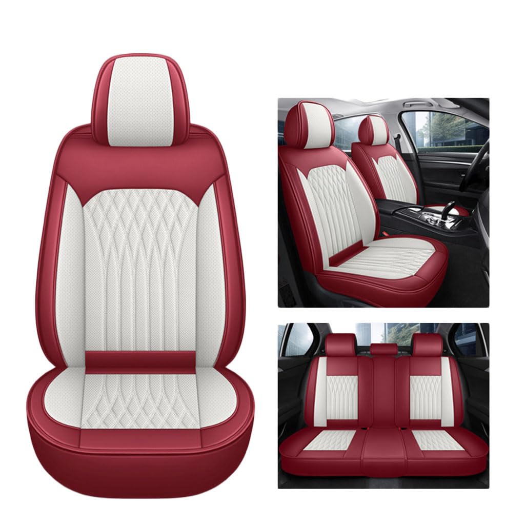 CLEVEQ Auto Sitzbezuge für Alfa Romeo 156 Saloon Sedan 156 GTA 1997-2008,PU Leder Auto Sitzschoner Auto Sitzzubehör,A-Red 1 von CLEVEQ