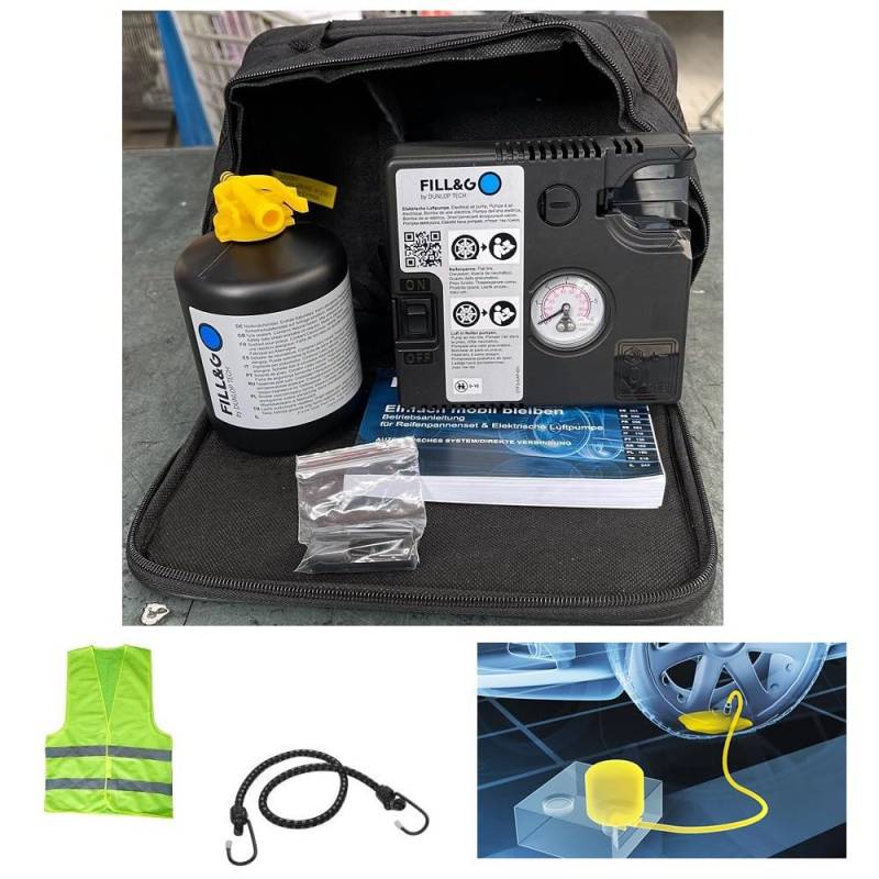 CLICK & GO KOMPATIBEL MIT Renault ZOE REIFENPANNEN-Set, AUTOMATISCHES REIFENFÜLL- UND Reparatur-Set MIT Kompressor UND 620 ML DICHTUNGSFLÜSSIGKEIT FÜR PKW, SUV, Van, MOTORRÄDER von CLICK & GO