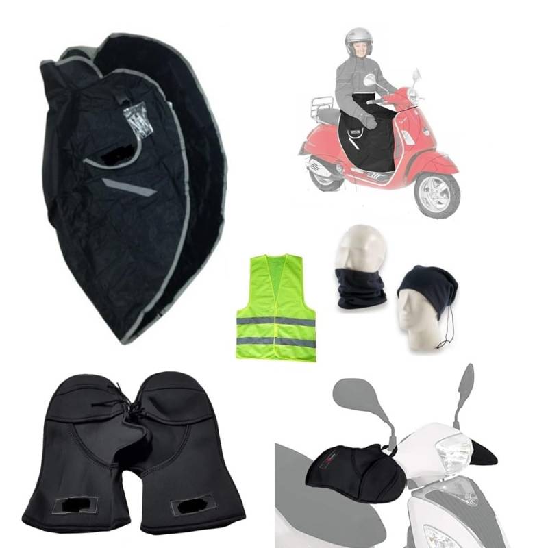 KOMPATIBEL MIT Aprilia Amico 50 GL SL a.e. Abdeckungs Thermisch GEPOLSTERTER BEINSCHUTZ BEINABDECKUNG ZUM TRAGEN+KNÖPFE HANDSCHUTZ AUS NEOPREN WINTERHANDSCHUTZ von CLICK&GO