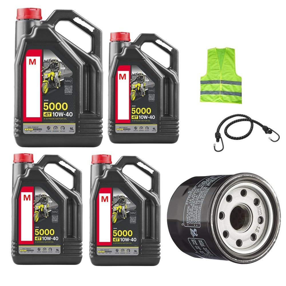 KOMPATIBEL MIT Aprilia CAPONORD 1200 TRAVEL Pack MOTORRADÖLWECHSEL 4 Liter ÖL 10W40 5000 4T HC-TECH Technologie + ÖLFILTER MOTORSERVICE von CLICK&GO