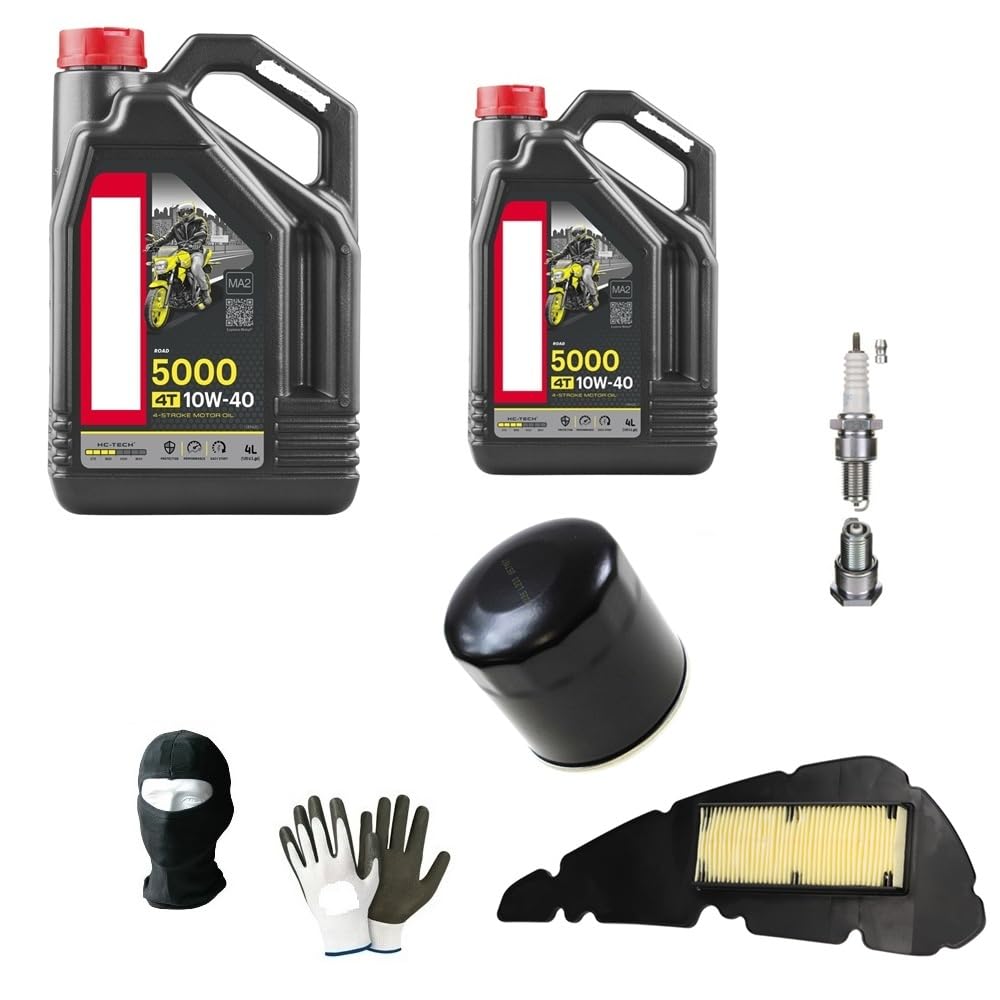 KOMPATIBEL MIT Aprilia SCARABEO 50 4T Service-KIT FÜR Roller 2 Liter ÖL 10W40 5000 4T HC-TECH Technology+ÖLFILTER+LUFTFILTER+ZÜNDKERZE von CLICK&GO