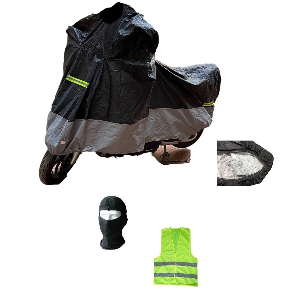 KOMPATIBEL MIT BMW R 1200 C Montauk MOTORRADABDECKUNG Anti-HAGEL-Abdeckung, wasserdichte Fleece-PVC-Abdeckung MIT Fluo-Streifen, GRÖSSE XL 246X105X127CM von CLICK & GO