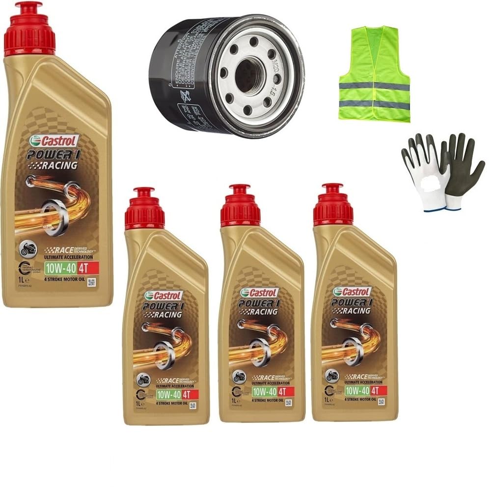 KOMPATIBEL MIT Buell Lightning Long XB12Ss MOTORSERVICE-WARTUNG SCHMIERMITTEL ÖLWECHSEL CASTROL Power 1 Synthetic Racing 10W40 4T SUPER BESCHLEUNIGUNG + DIY ÖLFILTER von CLICK&GO