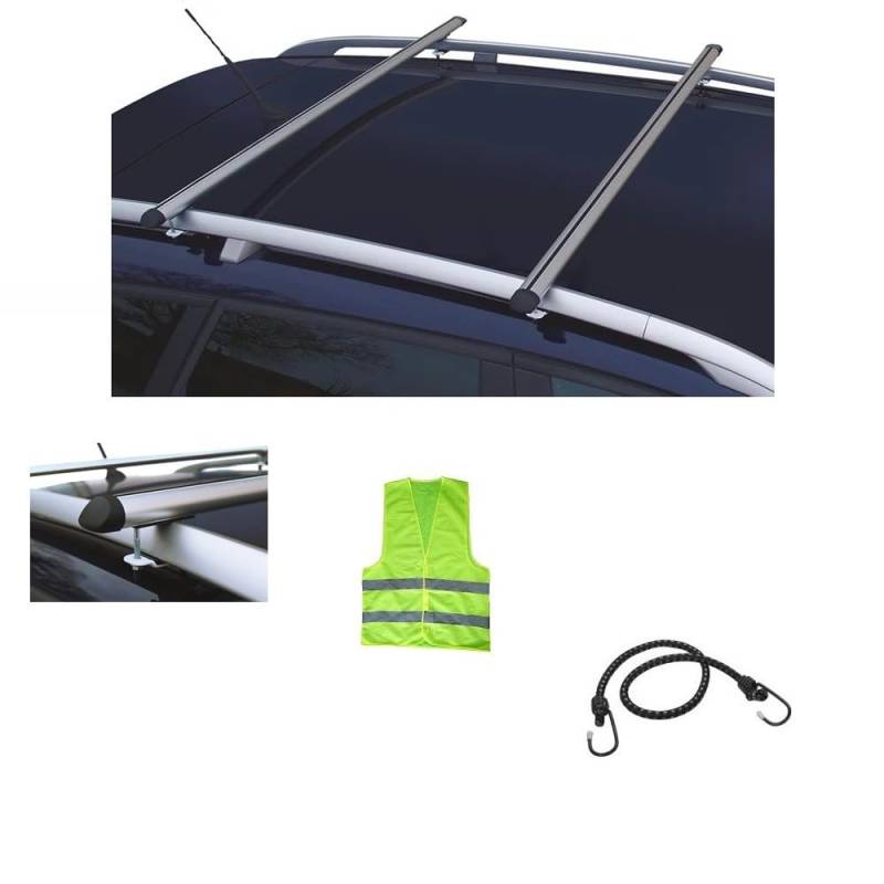 KOMPATIBEL MIT Dacia Duster Jahr 2013 DACHTRÄGER FÜR AUTODACH 130CM ALUMINIUMSTANGE 60KG FÜR RELING Standard OFFENE HOHE HANDLÄUFE von CLICK & GO