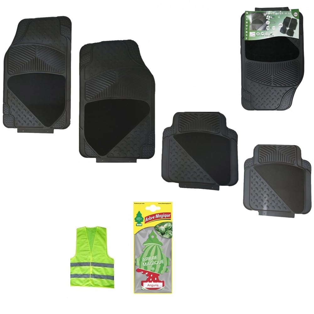 KOMPATIBEL MIT Dodge Set MIT 4 AUTOMATTEN AUS PVC + MATTEN TEPPICHMATTEN IN SCHWARZ ZUSCHNITT AUS 4 TEILEN 2 VORNE: 72X44,5CM+2 HINTEN: 45X46CM von CLICK&GO