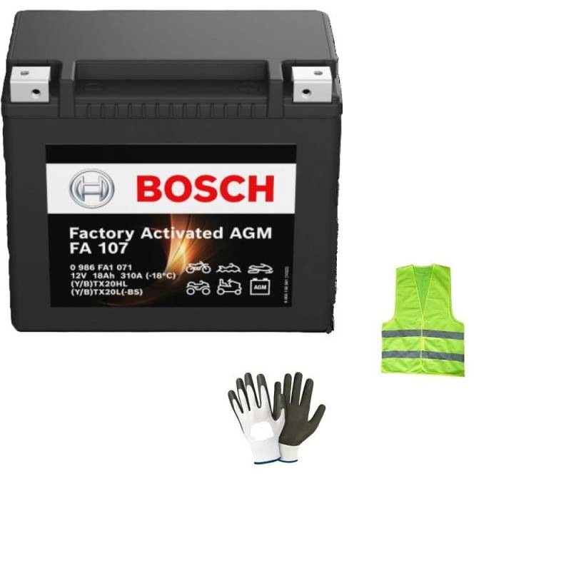 CLICK & GO KOMPATIBEL MIT Kawasaki GTR 1000 Jahr 1986 al 2004 Batterie Bosch YTX20L-BS SLA FA1071 YTX20HL GELADEN UND BEREIT FÜR BATTERIEN 18 AMPER 12V 176X89X154MM von CLICK & GO