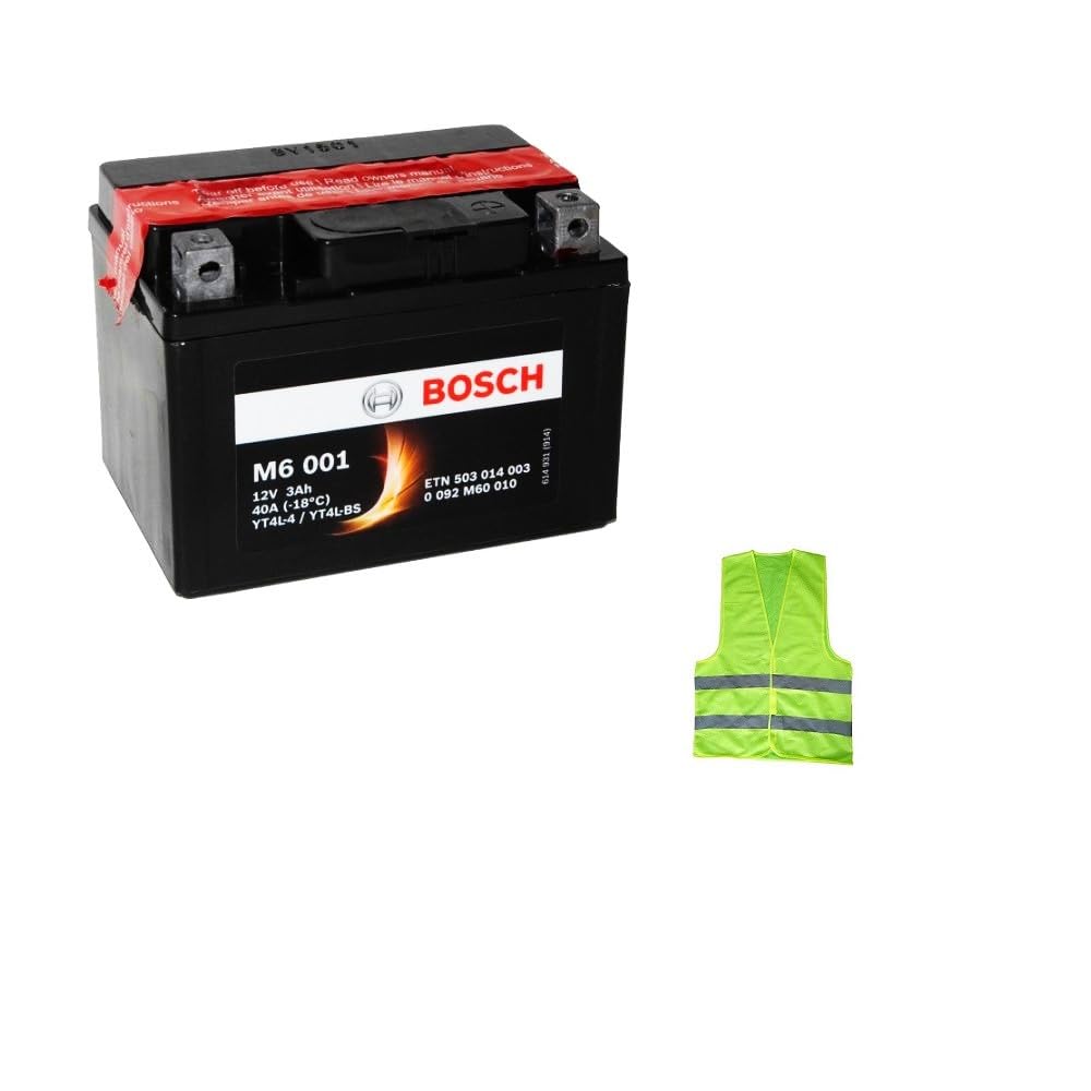 KOMPATIBEL MIT HYOSUNG SD Sense E1 50 da Anno 2000 al 2004 Bosch Batterie YT4L-BS M6001 EINSATZBEREIT UND BATTERIELADEGERÄT 3 AH Ampere 12VOLT 114X71X86MM von CLICK & GO