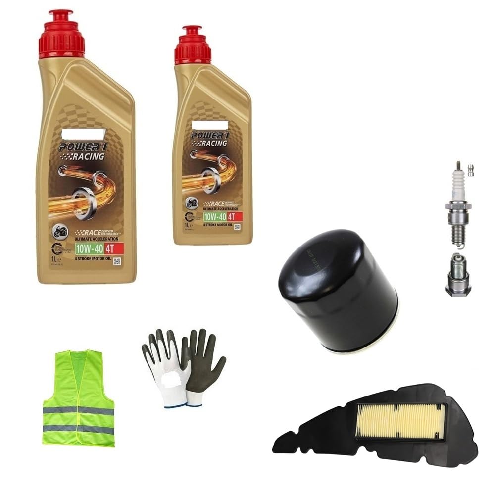 KOMPATIBEL MIT ITALJET Formula 50 GT ÖLWECHSEL-Service-KIT FÜR Roller 2 Liter ÖL CASTROL 10W40 4T Power 1 Synthetik Racing+ÖLFILTER+LUFTFILTER+ZÜNDKERZE WARTUNG des Motors von CLICK&GO