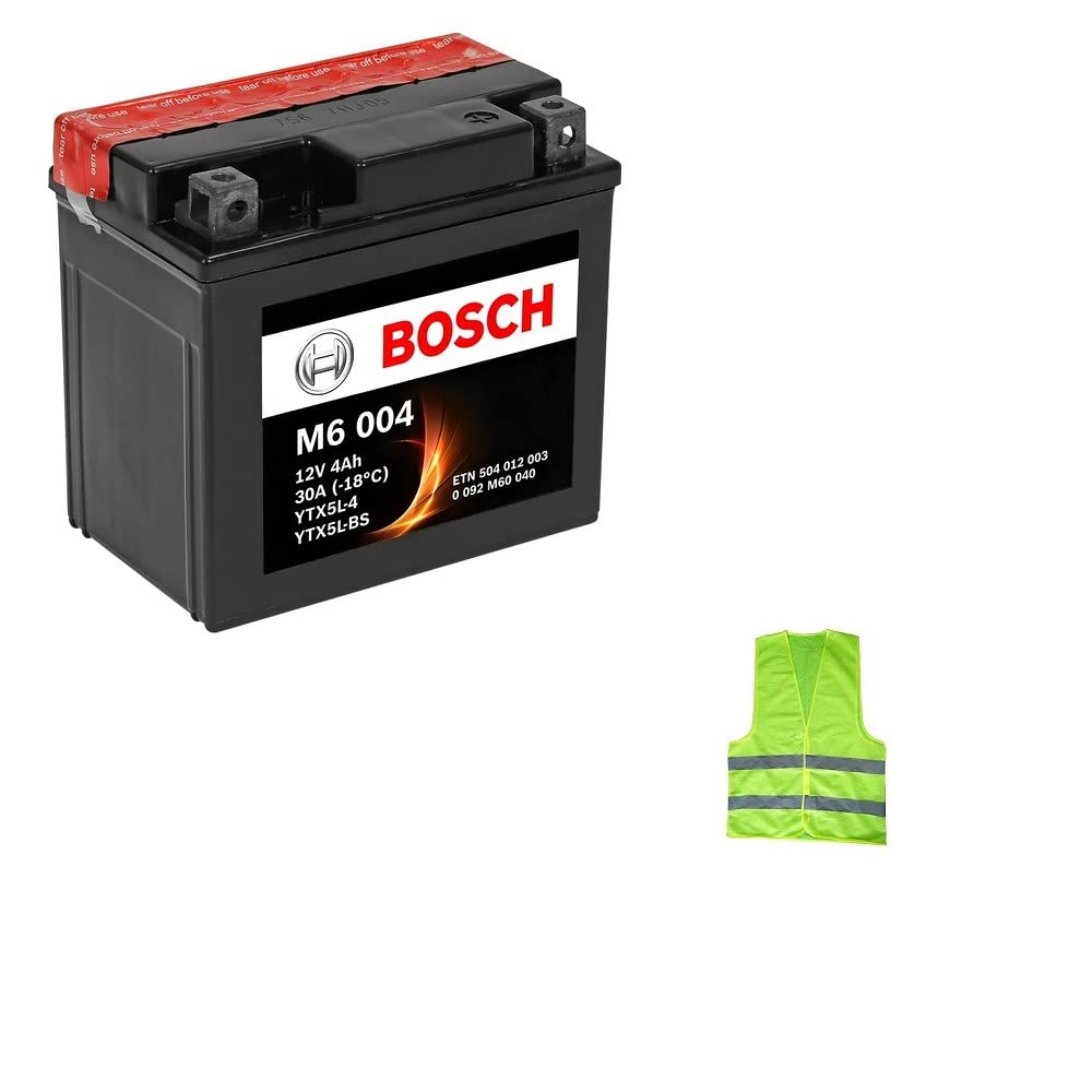 KOMPATIBEL MIT KTM EXC 4T 520 Baujahr 2000 bis 2002 BOSCH Batterie YTX5L-BS M6004, gebrauchsfertig, Batterie 4 Ah, Ampere 12 Volt, 115 x 72 x 107 mm von CLICK & GO