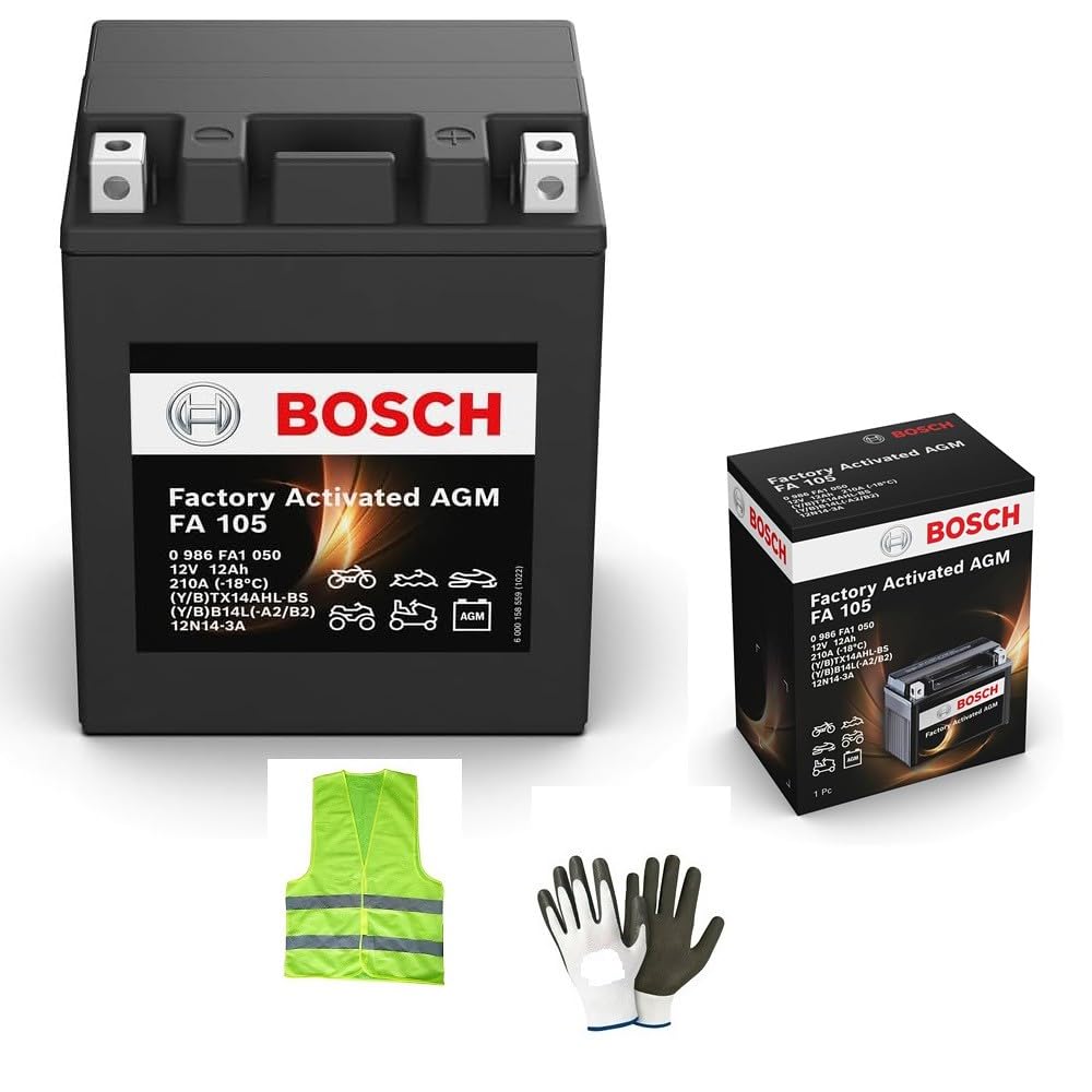 KOMPATIBEL MIT Kawasaki ZXR 750 pro Jahr 1989 al 1990 Batterie YB14L-A2 Gel Bosch FA1050 BEREITS AUFGELADEN FÜR DEN MOTORRADGEBRAUCH BATTERIEN 14 Ampere 12 Volt 134X89X166MM von CLICK & GO