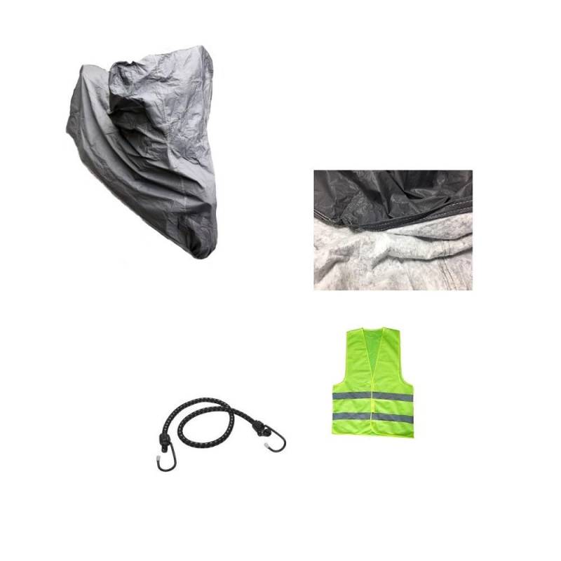 KOMPATIBEL MIT Piaggio MP3 400 i.e. Sport Abdeckung wasserdichte HAGELSCHUTZ-MOTORRADABDECKUNG AUS PVC, GRÖSSE. XL-REGENHÜLLE ANTIKRATZ-Fleece INNEN 245X105X125CM von CLICK & GO