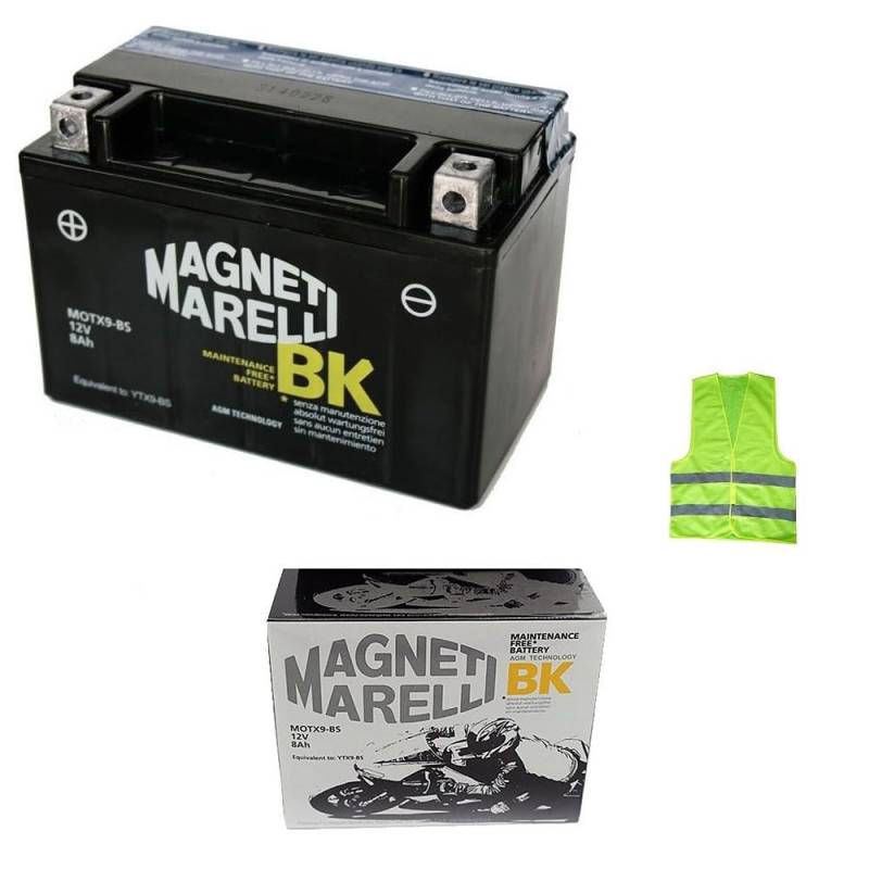 KOMPATIBEL MIT Piaggio Zip 4T 50 da Jahr 2000 al 2014 Batterie YTX9-BS MAGNETI MARELLI MOTX9-BS BEREITS UND FÜR DEN Gebrauch AUFGELADEN 8 AH Ampere 12VOLT 150X87X105MM von CLICK & GO