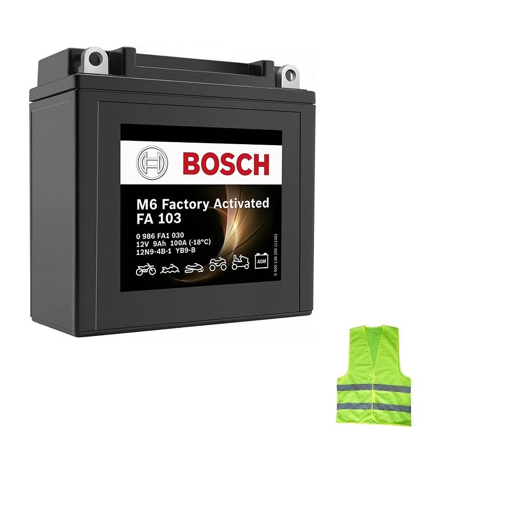 Kompatibel mit Piaggio Fly/Fly E3 125 von Baujahr 2005 bis 2012, Akku Bosch YB9-B FA103, bereit zum Laden, versiegelt, aktive Batterien 9 Ah, Ampere, 136 x 76 x 34 mm von CLICK & GO