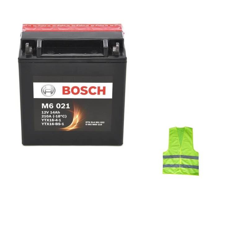 Kompatibel mit Suzuki VS - VS GL Intruder 1400 ab Baujahr 1987 Akku Bosch YTX16-BS-1 M60210 Motorradbatterien 14 Ah Ampere 12 Volt bereit für den Einsatz 150 x 87 x 161 mm von CLICK & GO