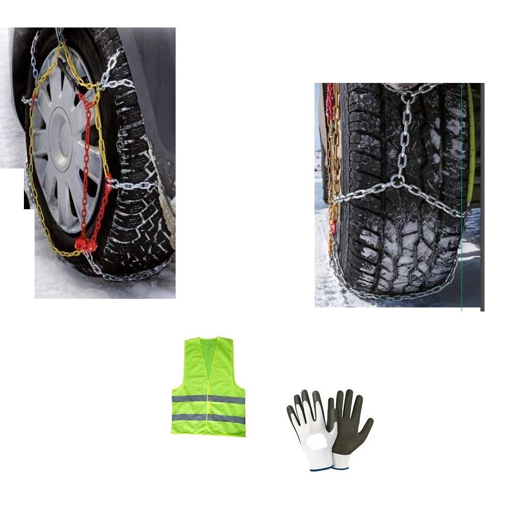 SCHNEEKETTEN FÜR AUTOREIFEN SCHNEEKETTEN FÜR RÄDER REIFENGRÖSSE 155/60R15 CERCHIO 15" (18814N) 1 Paar Ketten = 2 STÜCK 9 MM KOMPAKTES Rhombus-GLIED MIT Abschnitt D Uni 11313:2010 GENEHMIGT von CLICK & GO