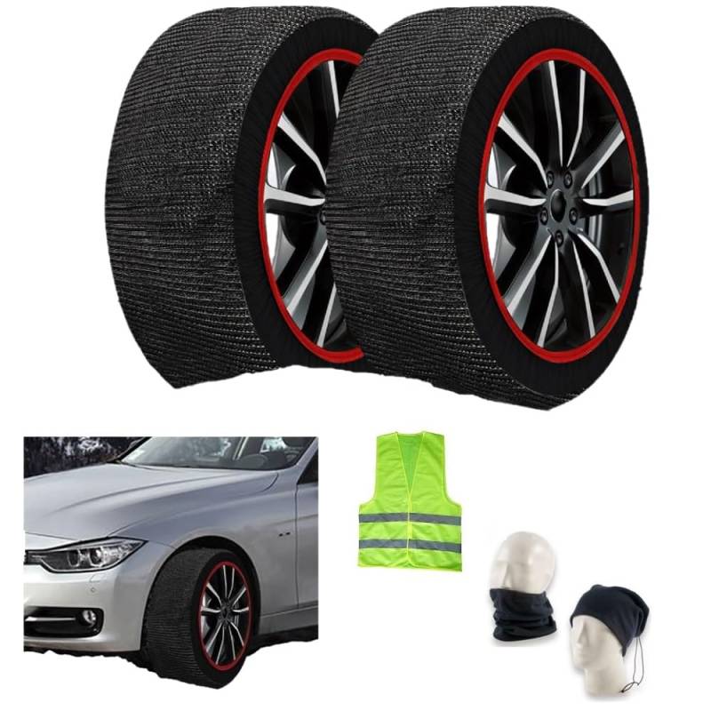 SCHNEESOCKEN FÜR Reifen 155/70 R19 Kreis 19 MESSEN XL Paar SCHNEESOCKEN EN 16662-1 ZUGELASSEN FÜR PKW SUV 4X4-VANS FÜR STRASSEN ZWISCHEN EIS UND Schnee+50% WIDERSTANDSFÄHIGKEIT+50% HALTBARKEIT von CLICK&GO