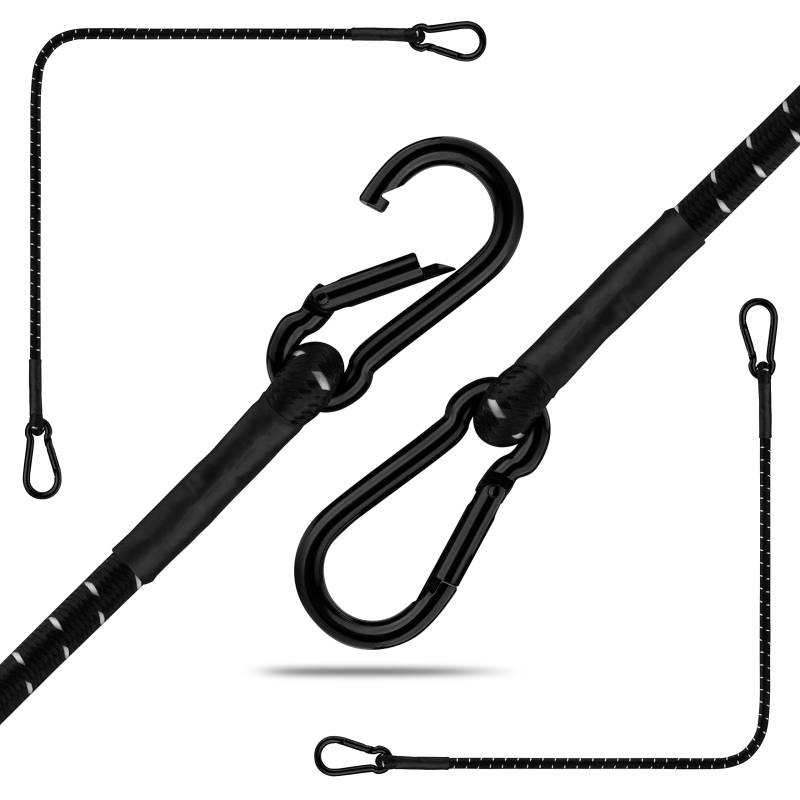 CLIFFORD Spanngummi mit Karabiner I 30cm - 140cm I Für Kofferraum Organizer, Fahrrad, Outdoor, Sonnensegel Befestigung, Sicherung I Expander mit Haken I Spannband Gurt I Spanngurte von CLIFFORD