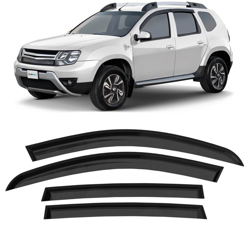 CLIM ART Windabweiser für/kompatible mit Dacia Duster 2010-2017 Autofenster Regenschutz, Regenabweiser, Anklebbare Deflektoren, 4 Stück,Dunkel von CLIM ART