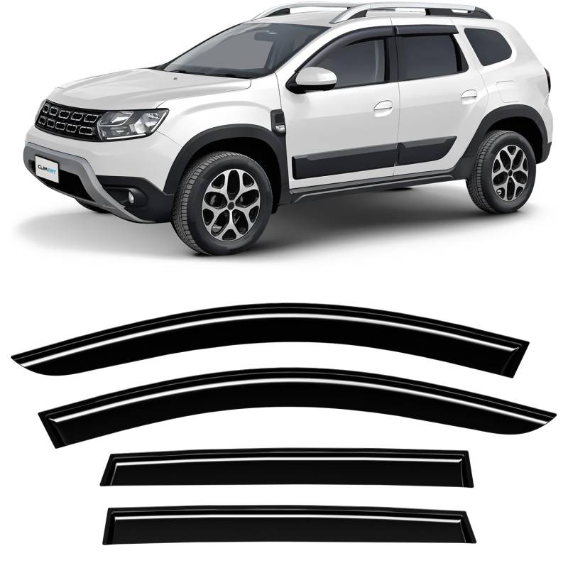 CLIM ART Windabweiser für/kompatible mit Dacia Duster SUV 2017-2024, Anklebbare Deflektoren, 4 Stück, Schwarz von CLIM ART