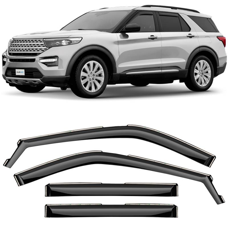 CLIM ART Windabweiser für/kompatible mit Ford Explorer 2020-2024 SUV, Autofenster Regenschutz, Regenabweiser, Integrierte Deflektoren, 4 Stück von CLIM ART