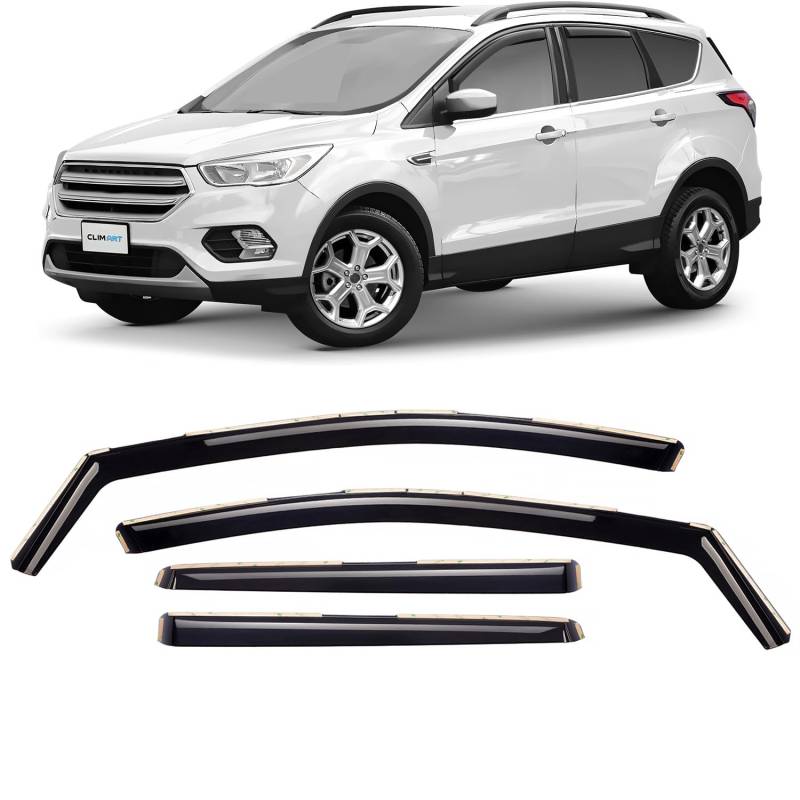 CLIM ART Windabweiser für/kompatible mit Ford Kuga 2013-2019. Autofenster Regenschutz, Regenabweiser, Integrierte Deflektoren, 4 Stück von CLIM ART