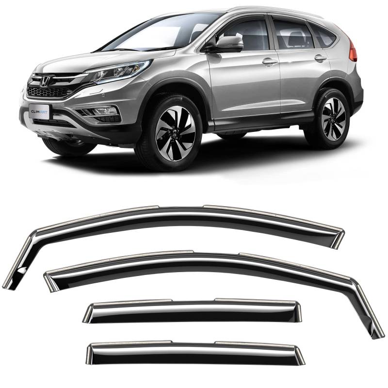 CLIM ART Windabweiser für/kompatible mit Honda CR-V 2012-2016. Autofenster Regenschutz, Regenabweiser, Integrierte Deflektoren, 4 Stück, schwarz von CLIM ART