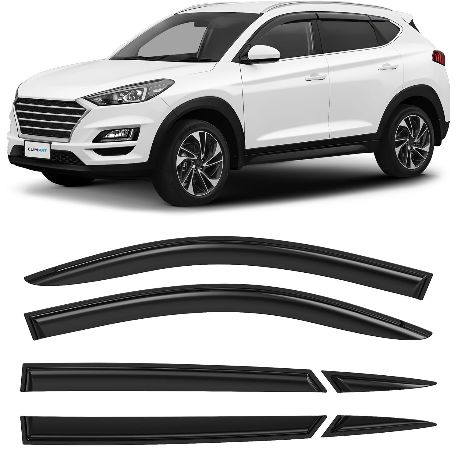 CLIM ART Windabweiser für/kompatible mit Hyundai Tucson 2015-2020 Autofenster Regenschutz, Regenabweiser, Anklebbare Deflektoren, 6 Stück von CLIM ART