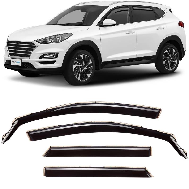 CLIM ART Windabweiser für/kompatible mit Hyundai Tucson 2015-2020 Autofenster Regenschutz, Regenabweiser, Integrierte Deflektoren, 4 Stück,Dunkel von CLIM ART