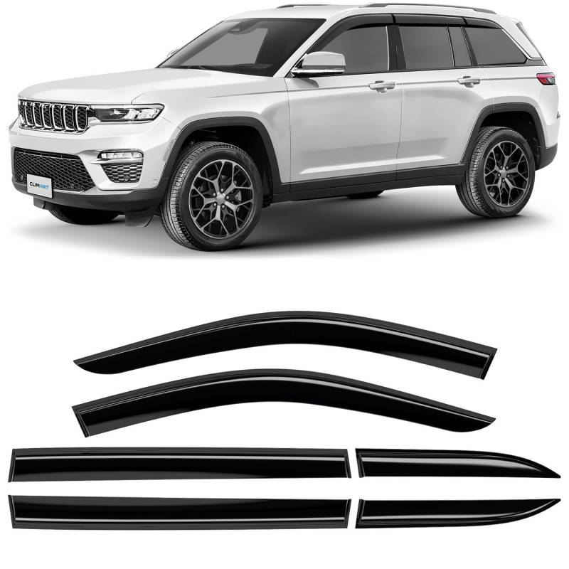 CLIM ART Windabweiser für/kompatible mit Jeep Grand Cherokee 2022-2024 SUV. Autofenster Regenschutz, Regenabweiser, Anklebbare Deflektoren, 6 Stück von CLIM ART