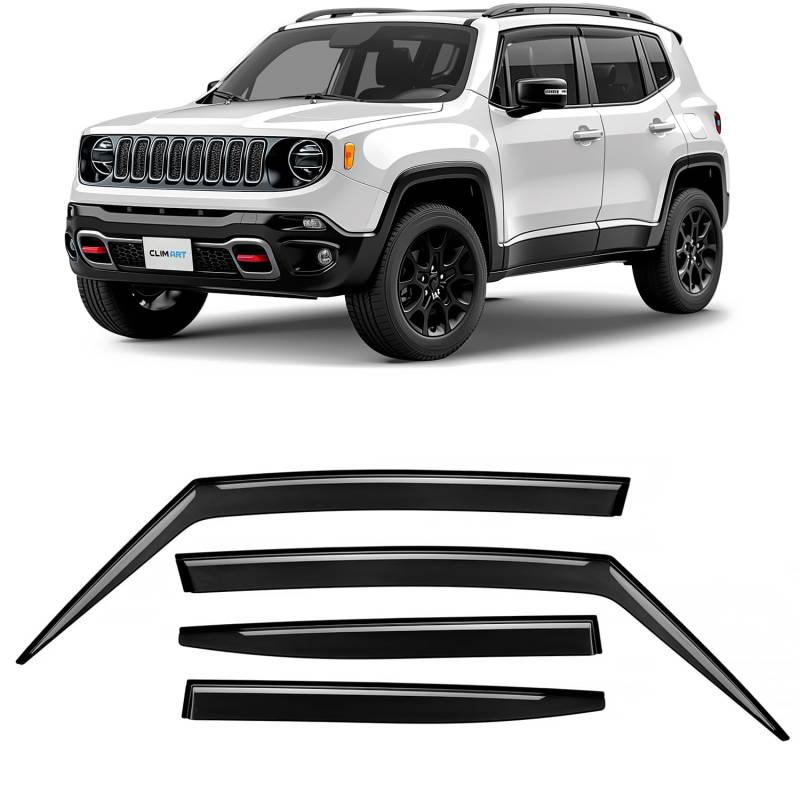 CLIM ART Windabweiser für/kompatible mit Jeep Renegade 2014-2024 SUV, Autofenster Regenschutz, Regenabweiser, Anklebbare Deflektoren, 4 Stück von CLIM ART