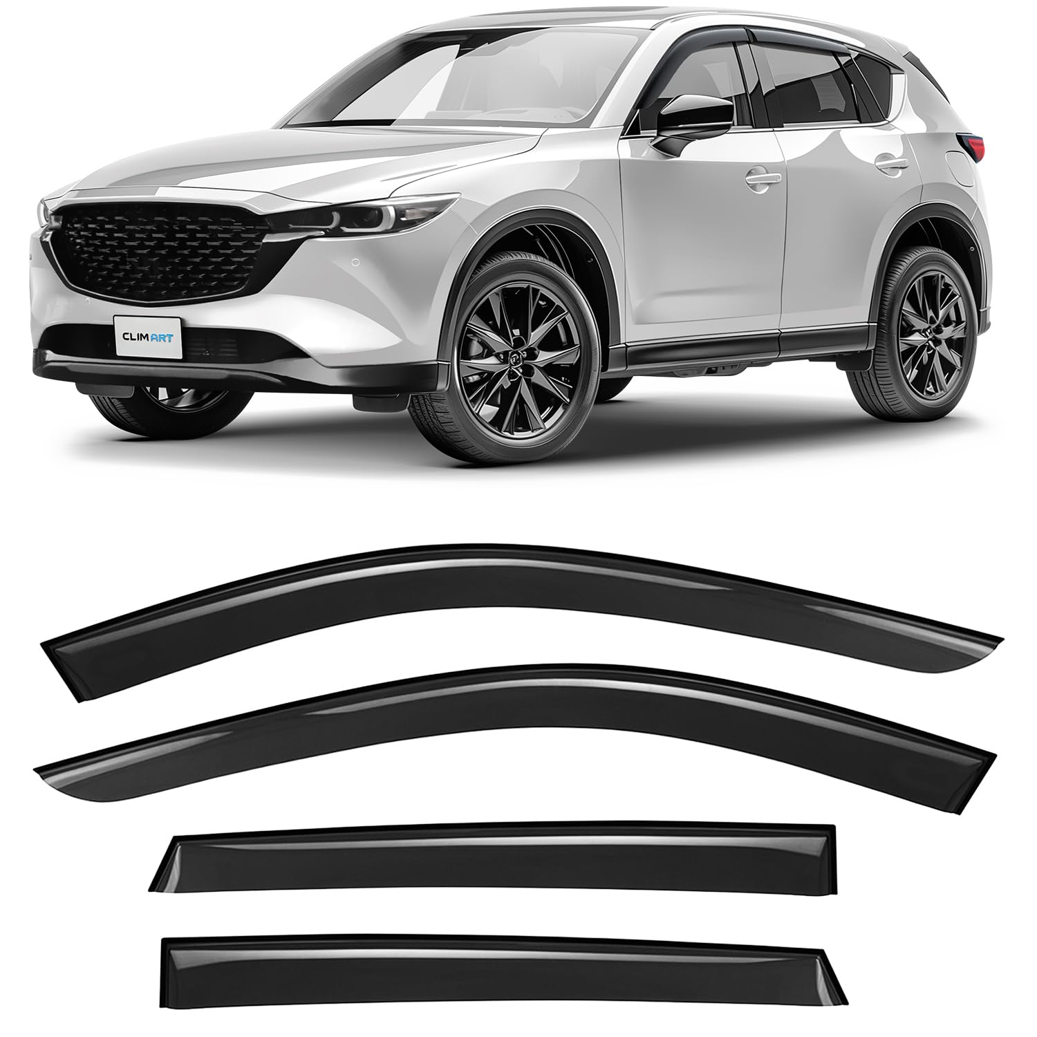 CLIM ART Windabweiser für/kompatible mit Mazda CX-5 2017-2024 Autofenster Regenschutz, Regenabweiser, Anklebbare Deflektoren, 4 Stück, schwarz von CLIM ART