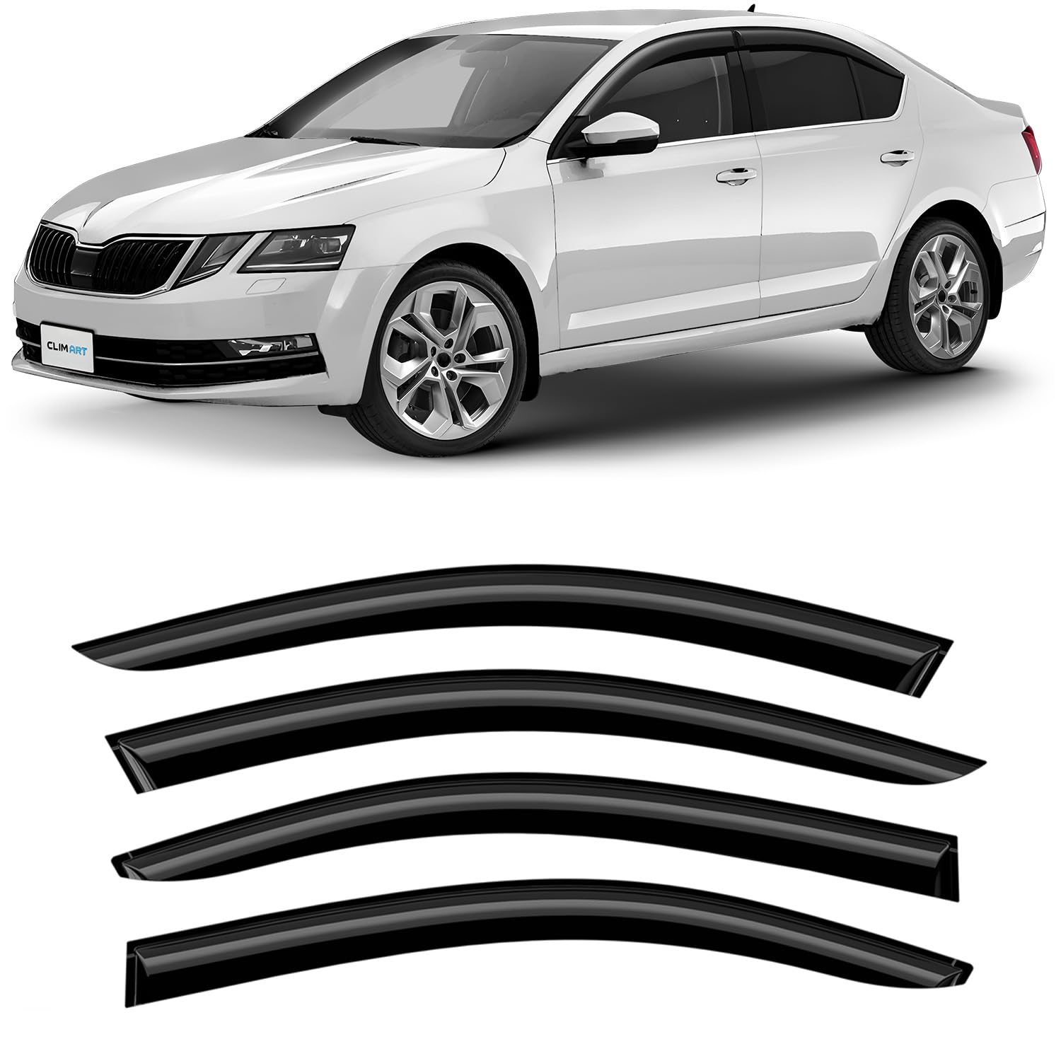 CLIM ART Windabweiser für/kompatible mit Skoda Octavia III 2013-2019 Autofenster Regenschutz, Regenabweiser, Anklebbare Deflektoren, 4 Stück von CLIM ART