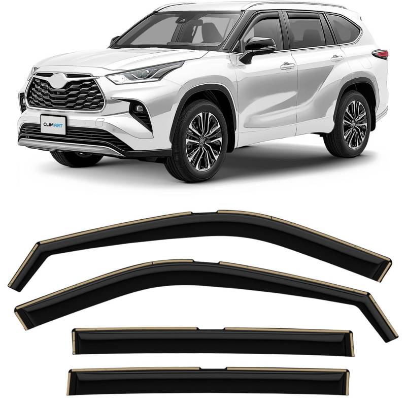 CLIM ART Windabweiser für/kompatible mit Toyota Highlander 2019-2024, Autofenster Regenschutz, Regenabweiser, Integrierte Deflektoren,4 Stück von CLIM ART