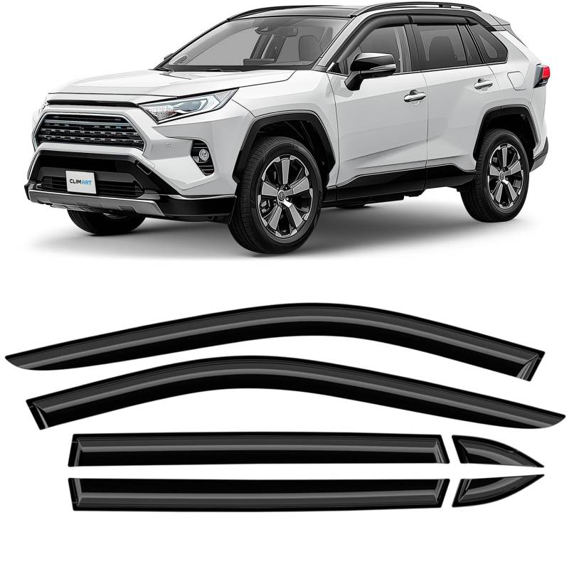 CLIM ART Windabweiser für/kompatible mit Toyota RAV4 2019-2024 SUV. Autofenster Regenschutz, Regenabweiser, Anklebbare Deflektoren, 6 Stück von CLIM ART