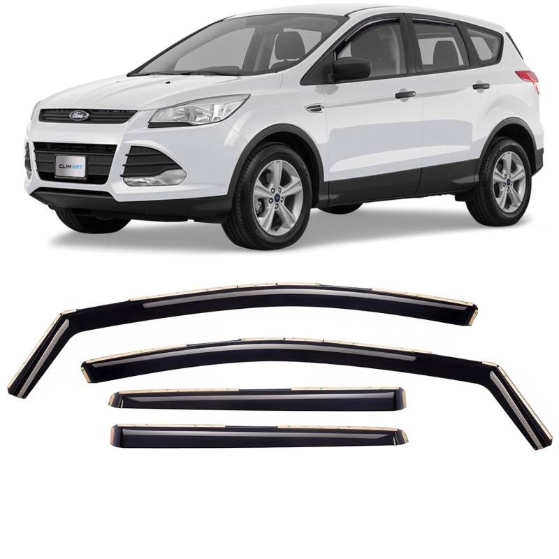 CLIM ART Windabweiser für/kompatible mit Ford Kuga II 2013-2019 Autofenster Regenschutz, Regenabweiser, Integrierte Deflektoren, 4 Stück, Schwarz von CLIM ART