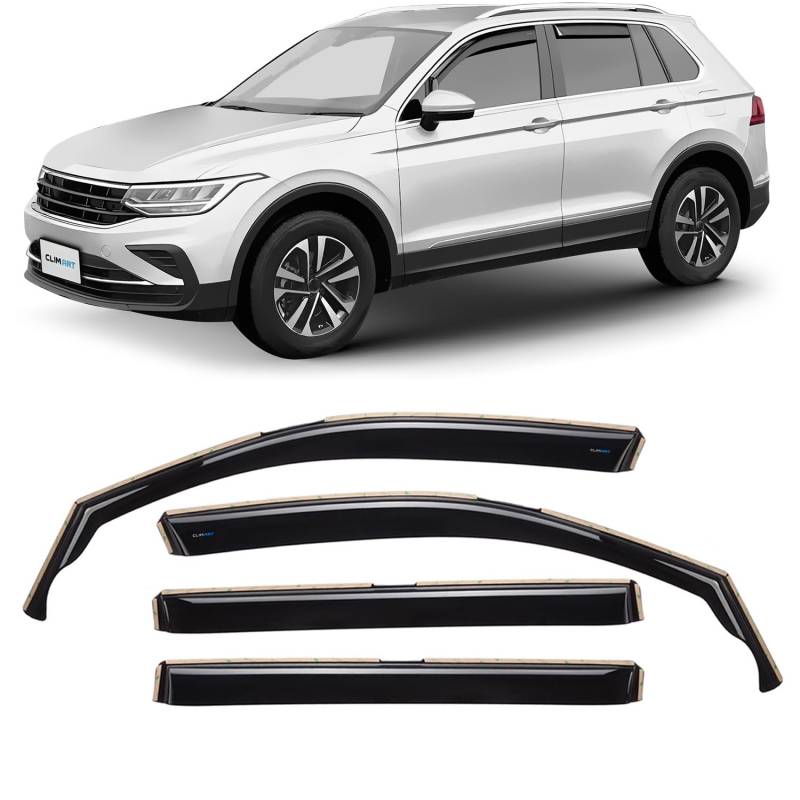 CLIM ART Windabweiser für Volkswagen Tiguan 2016-2023 Nicht für Allspace Autofenster Regenschutz, Regenabweiser, Integrierte Deflektoren, 4 Stück von CLIM ART