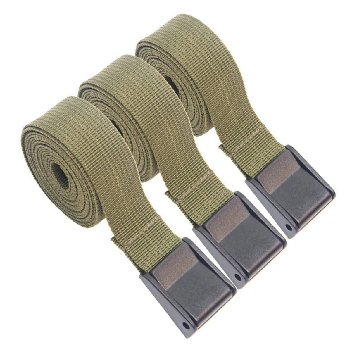 CLISPEED 3St Gepäckband Bindebänder mit Druckschnalle hängend Anhänger Clip LKW Schultergurt Befestigungsgurt für Camping Camping-Krawattenbänder Umweltschutz-Kunststoffschnalle Olive Green von CLISPEED