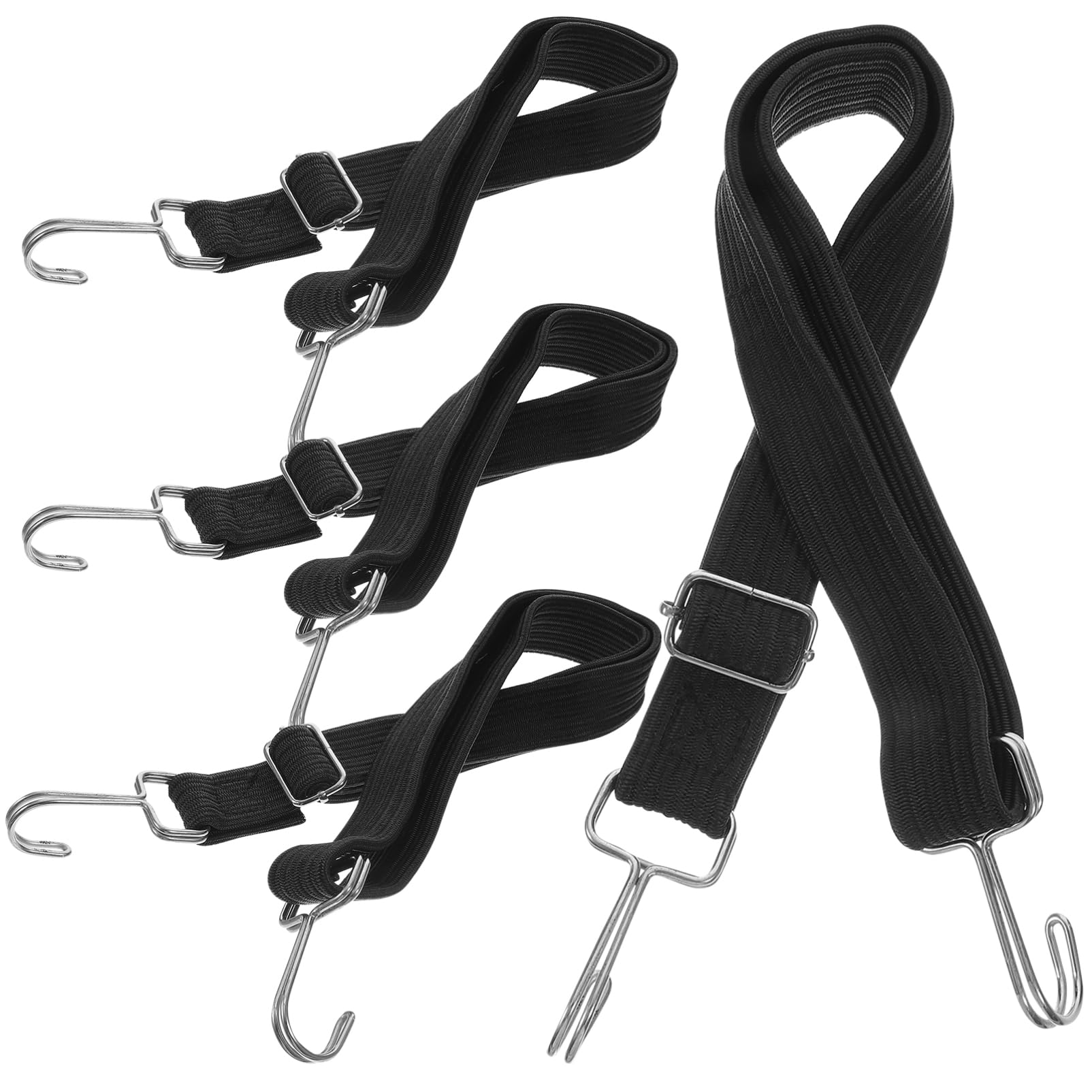 CLISPEED 4 Stück Elastisches Seil Gürtel Elastische Schnur Heben Behälter Einstellbar Doppelt Anhänger Empfänger Karabiner Stangen Groß Bungee Verstellbarer Seilaufhänger Black Nylon von CLISPEED