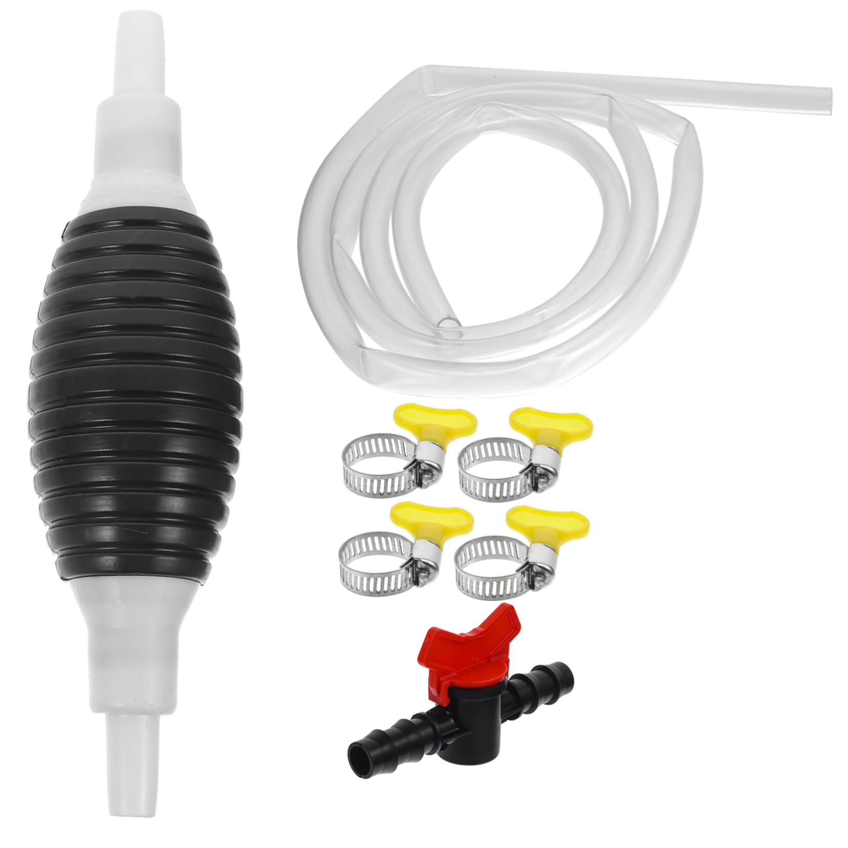 CLISPEED Handpumpe Für Kraftstoffübertragung Siphonschlauch Mit Clips Und Absperrventil Tragbare Siphon Handpumpe Für Benzin Öl Und Wasser Für Fischtanks von CLISPEED