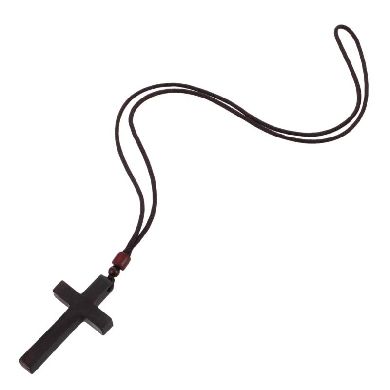 CLISPEED Kreuziges Auto hängend christliches Kruzifix Halskette Männer hängender anhänger aus holz Jesus hängender Anhänger Holz-Kreuz-Halskette für Bibelvers-Party Kabel Black von CLISPEED