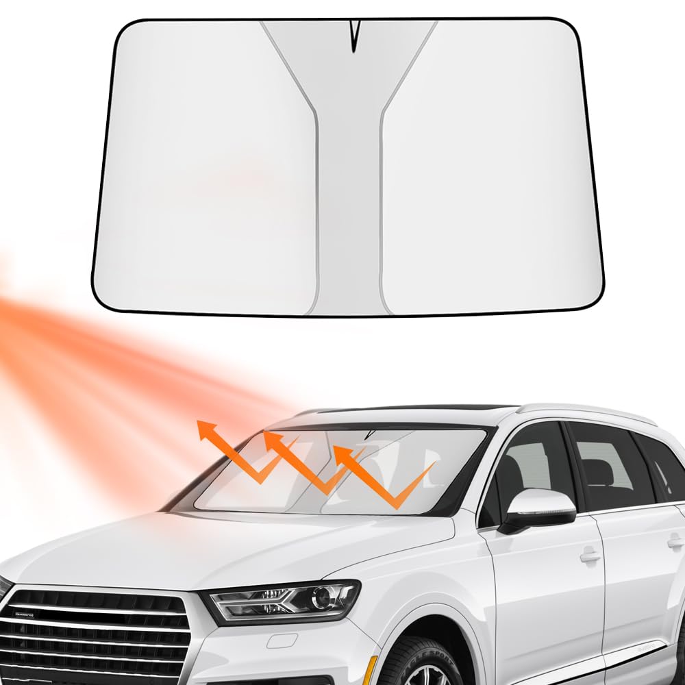 CLIUNT Sonnenschutz Auto Frontscheibe, Auto Windschutzscheibe Sonnenblende, Auto Sonnenschutz Frontscheibe Innen, Vor UV-Strahlen Schützen, für Auto, SUV, Truck, Faltbare,142x80cm von CLIUNT