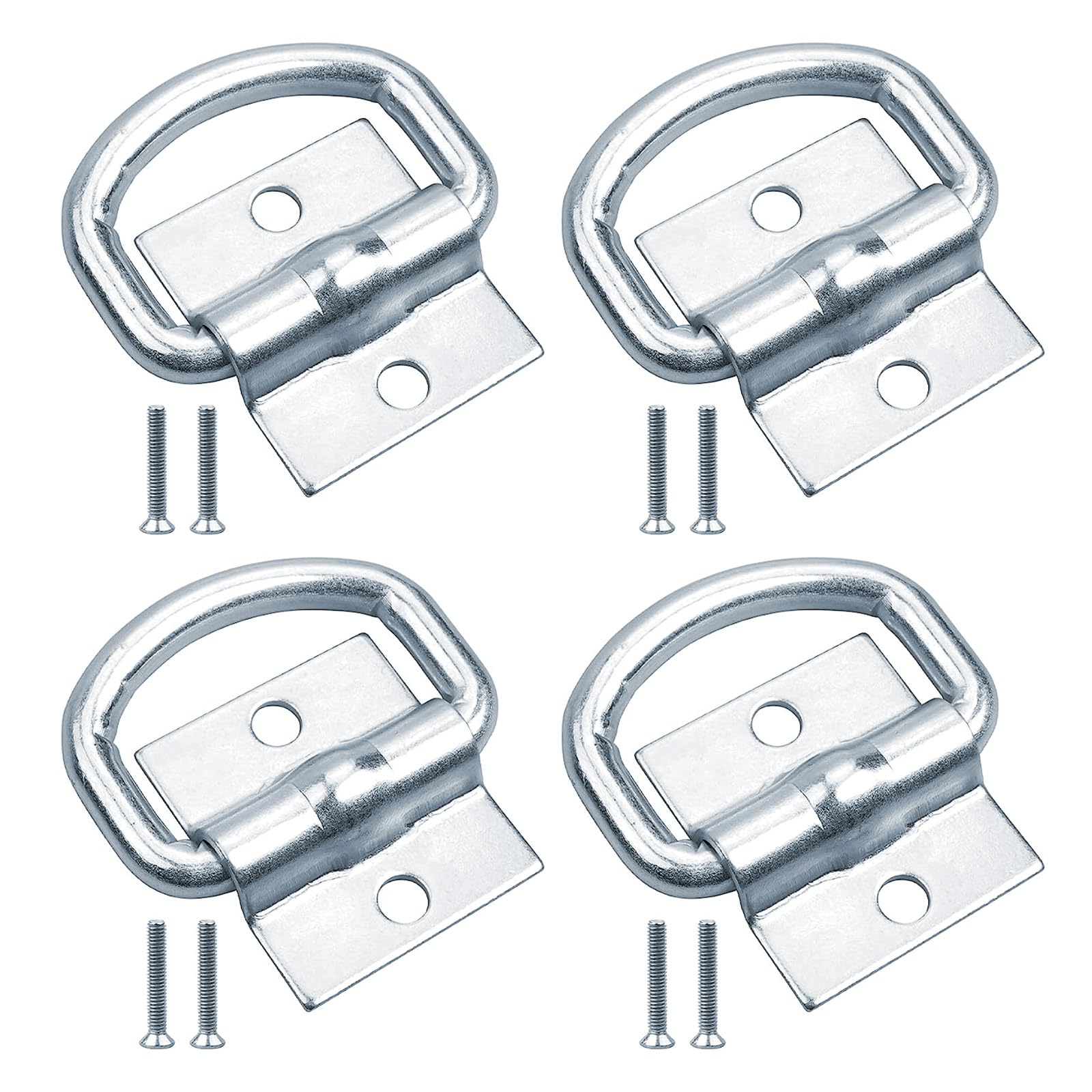 CLKE 4 Stück Zurrringe in D | Sicherungsring mit Schrauben | Zubehör Anhänger aus verzinktem Stahl für LKW, Van, Boot, Seil, zur Befestigung der Ladung von CLKE